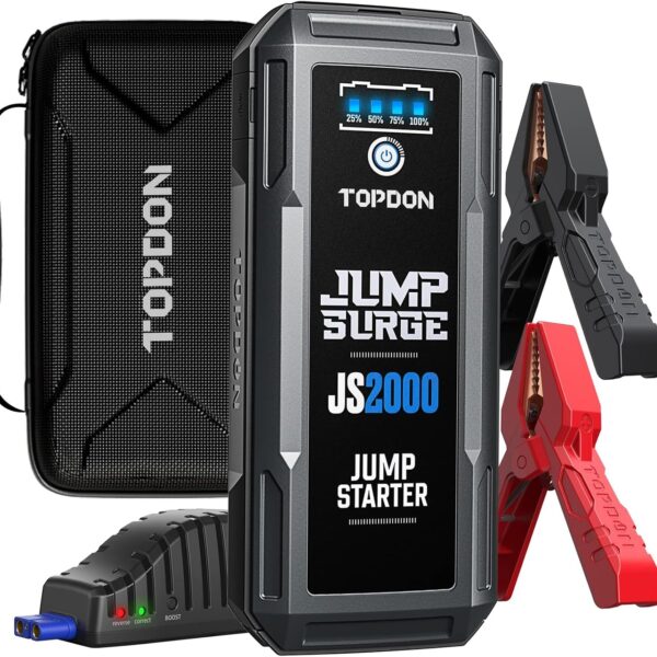 TOPDON JS2000 2000A Car Jump Starter with Battery Charger & Case